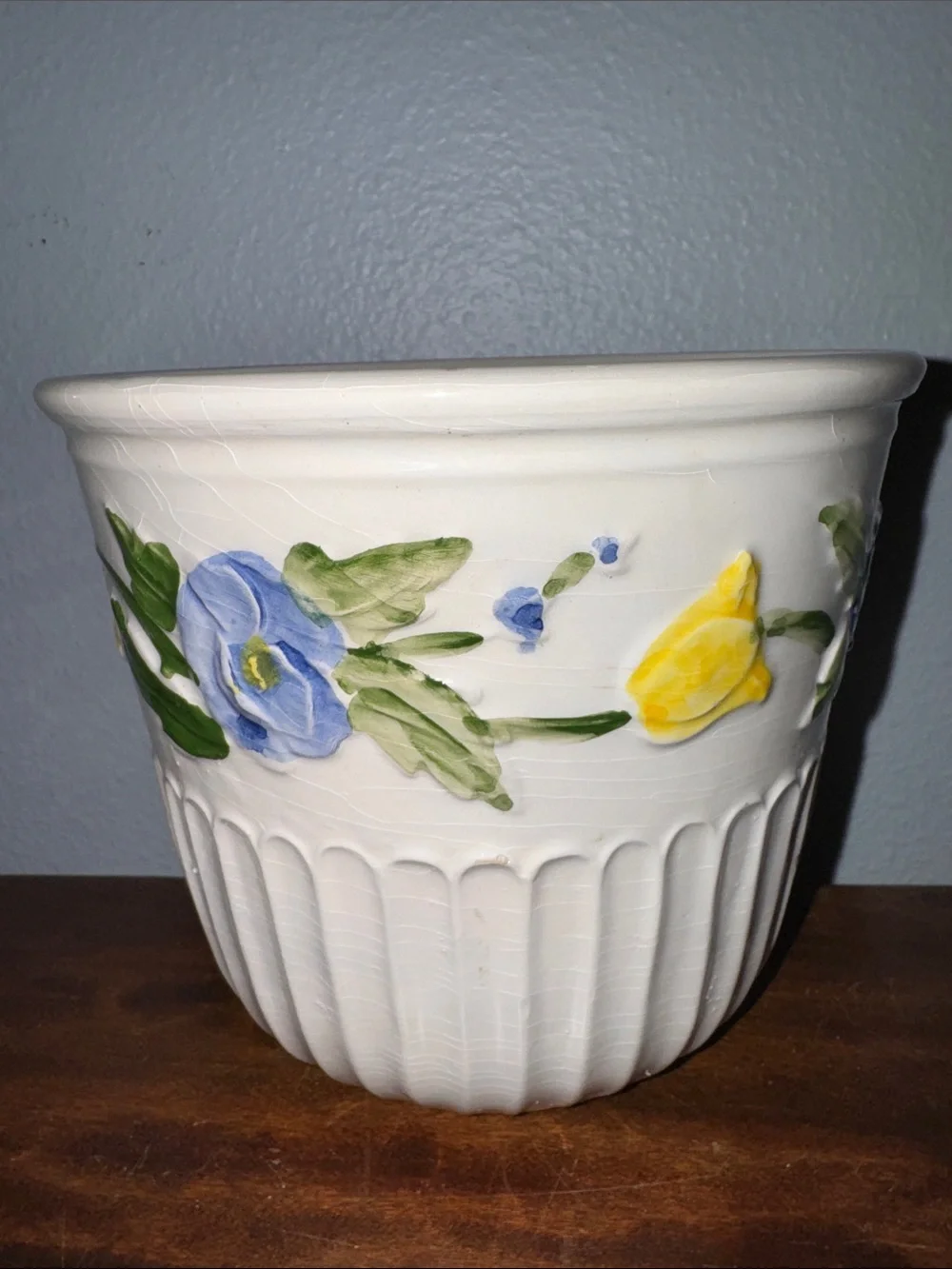 Vintage Hand-Painted Ceramic Planter Cachepot Made in Bassano Italy